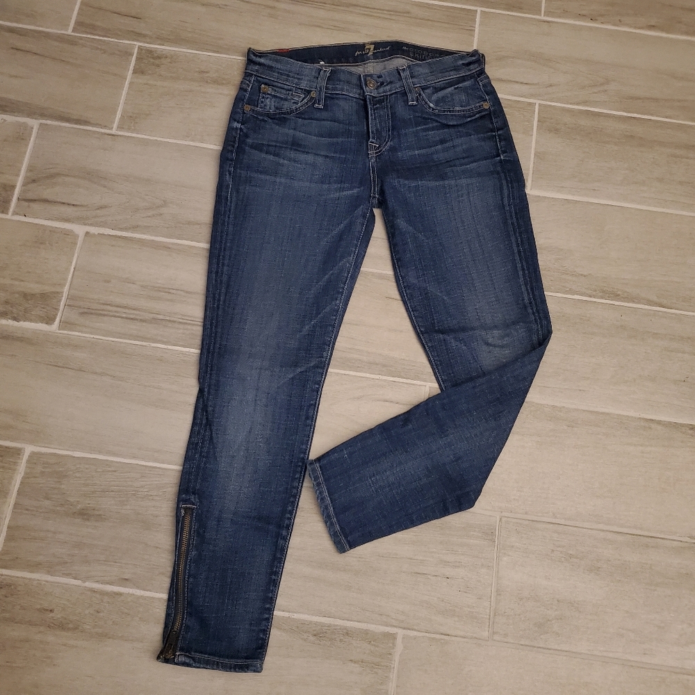 7 For All Mankind The cropped skinny dark denim pant